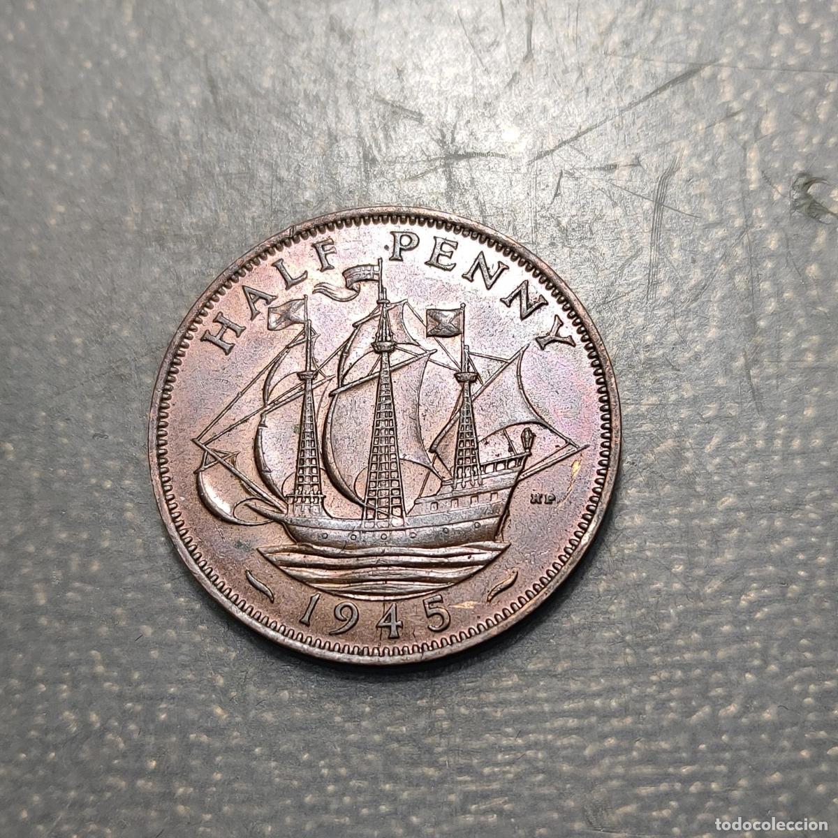 Monedas antiguas de Europa: GREAT BRITAIN GRAN BRETA&Ntilde;A GEORGE VI 1/2 PENNY 1945 SC UNC
