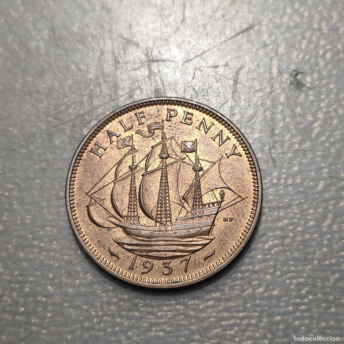 Monedas antiguas de Europa: GREAT BRITAIN GRAN BRETA&Ntilde;A GEORGE VI 1/2 PENNY 1937 SC UNC