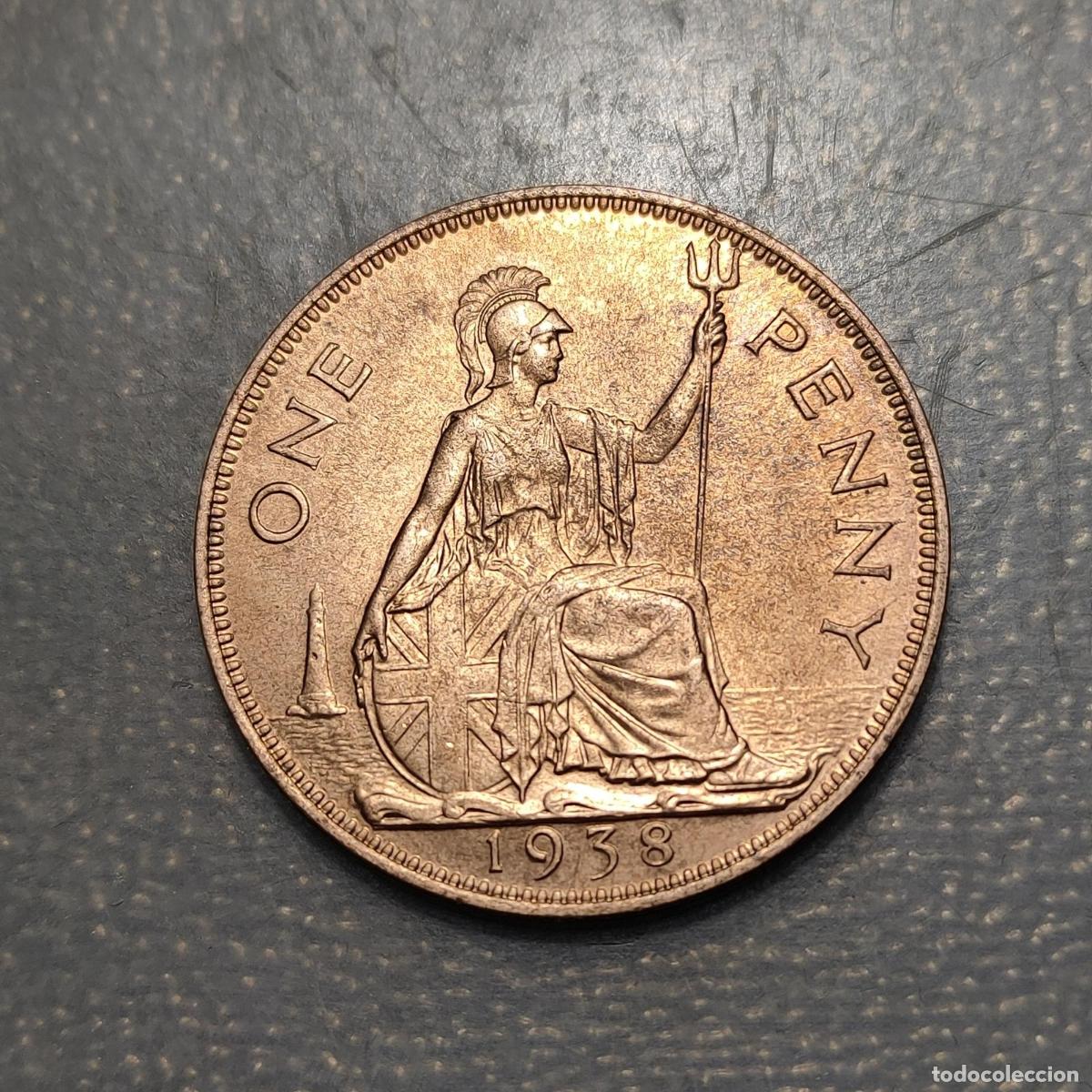 Monedas antiguas de Europa: GREAT BRITAIN GRAN BRETA&Ntilde;A GEORGE VI 1 PENNY 1938 SC UNC BRILLO ORIGINAL