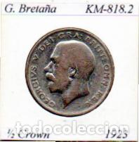 Monedas antiguas de Europa: GRAN BRETA&Ntilde;A 1923, 1-2 CROWN, KM-818.2, AG, BC