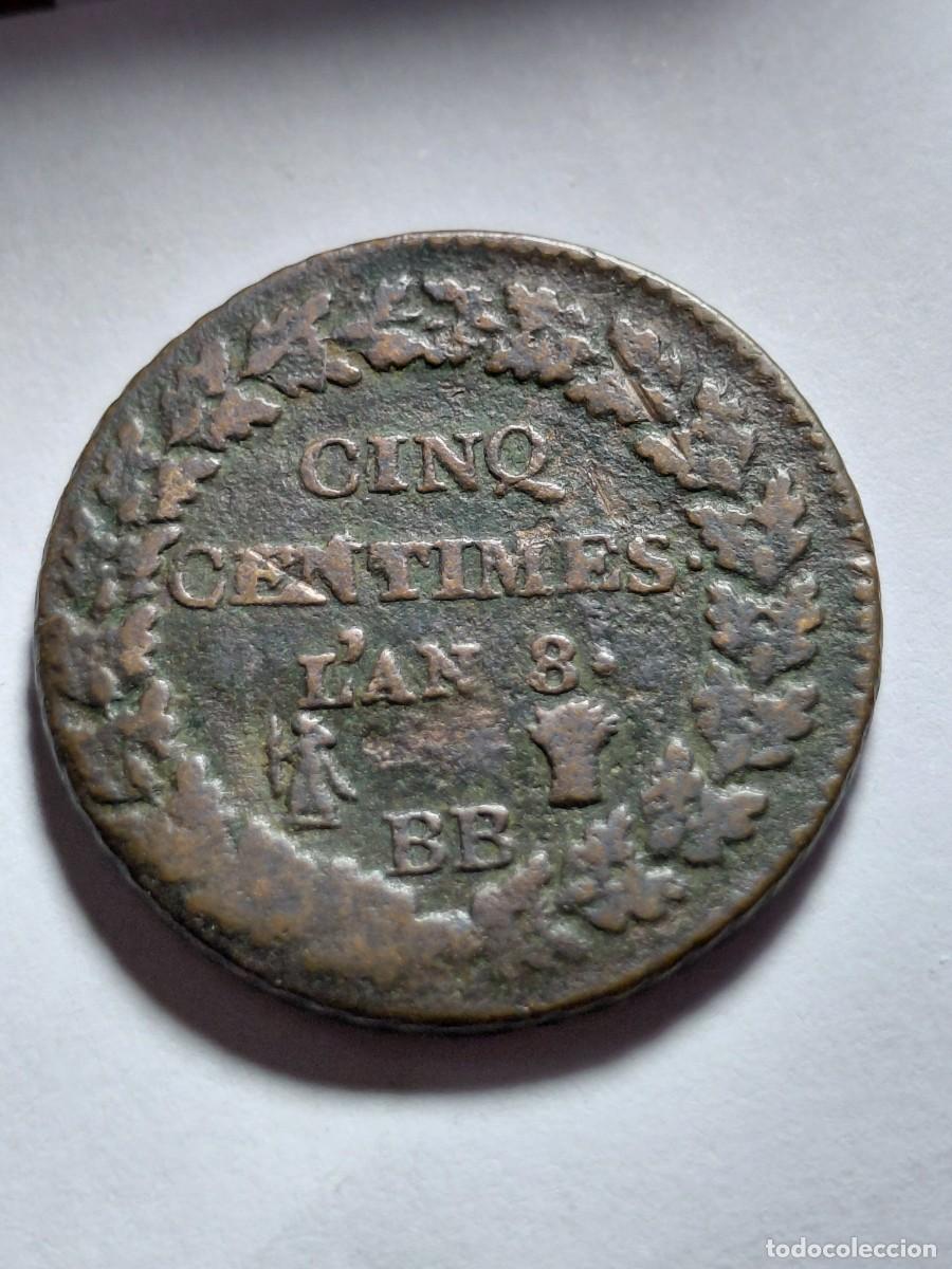 Monedas antiguas de Europa: FRANCIA - PRIMERA REPUBLICA - 5 CENTIMES L'AN 8BB - RARA