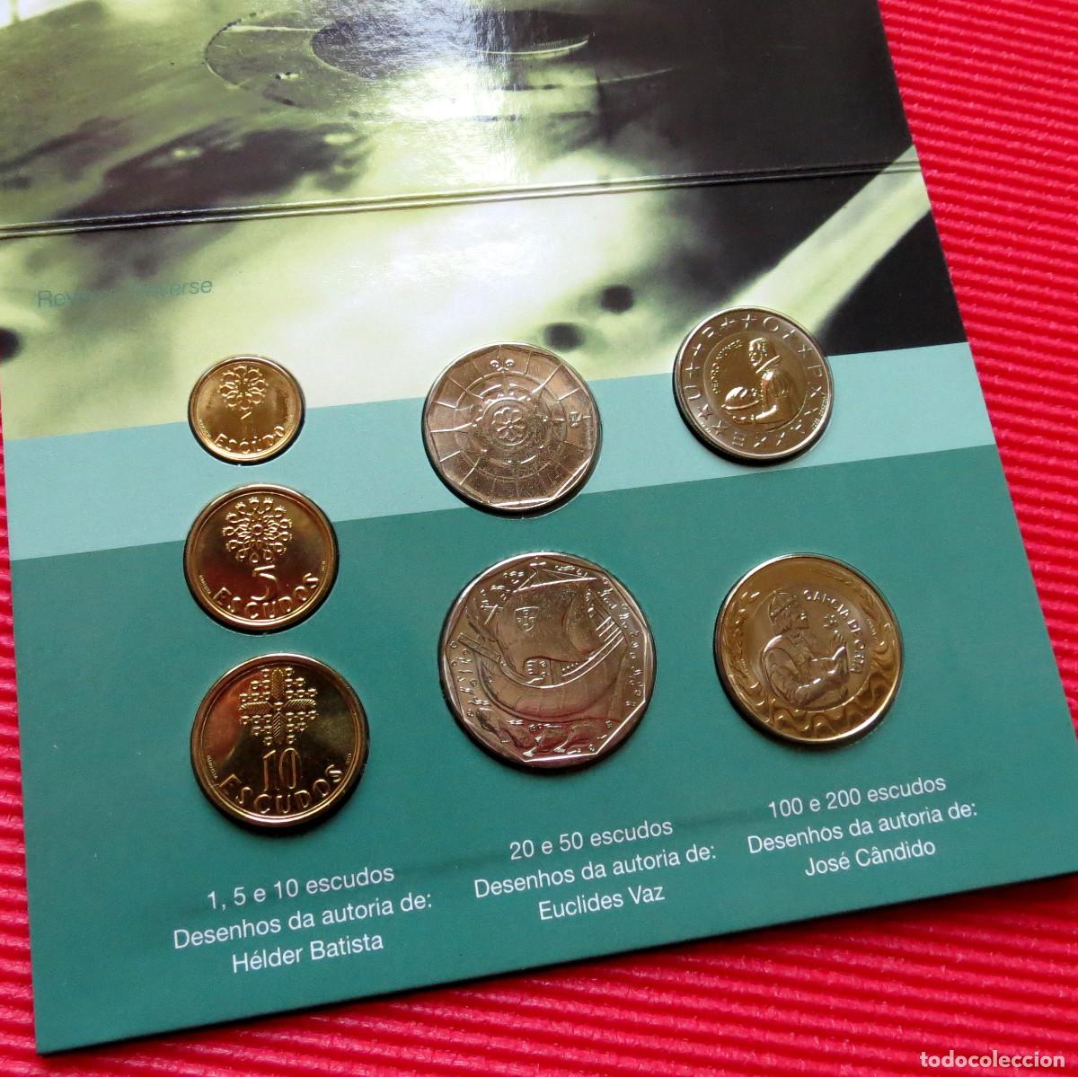 Monedas antiguas de Europa: Portugal 1 5 10 20 50 100 200 escudo 2001 folder