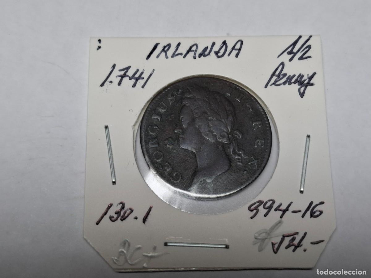 Monedas antiguas de Europa: 1/2 PENNY de 1741 KM 130.1 IRLANDA en BC+