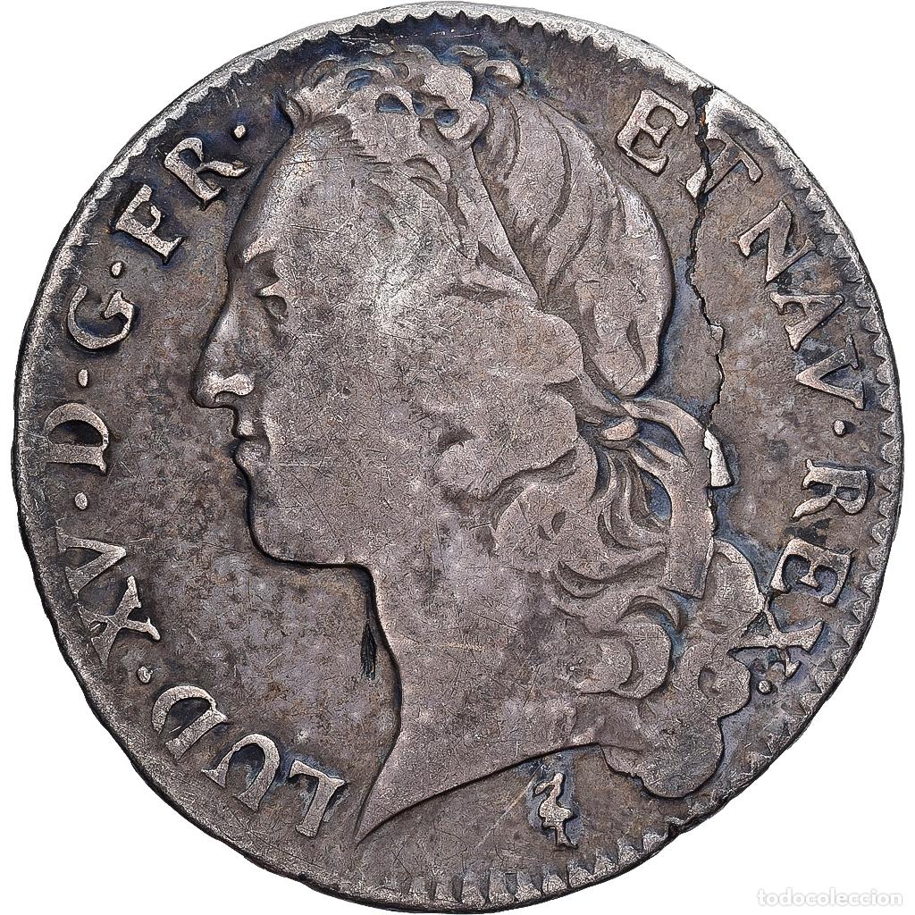 Monedas antiguas de Europa: [#1224113] Francia, Louis XV, 1/2 ECU, 44 Sols, 1/2 &Eacute;cu au bandeau, 1750, Lille, Plata