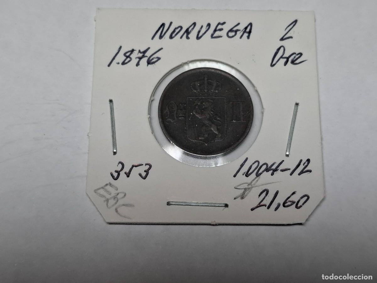 Monedas antiguas de Europa: 2 ORE de 1876 KM 353 NORUEGA en EBC