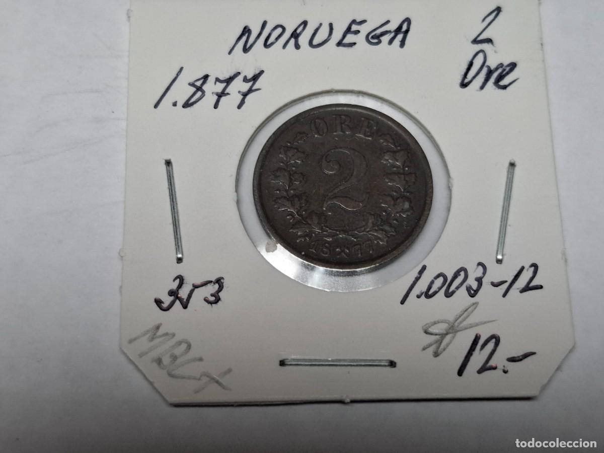 Monedas antiguas de Europa: 2 ORE de 1877 KM 353 NORUEGA en MBC+