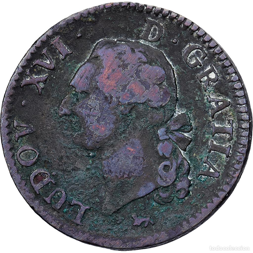 Monedas antiguas de Europa: [#1224047] Francia, Louis XVI, Sol, Sol ou sou, 1791, Paris, Cobre, BC+, Gadoury:350