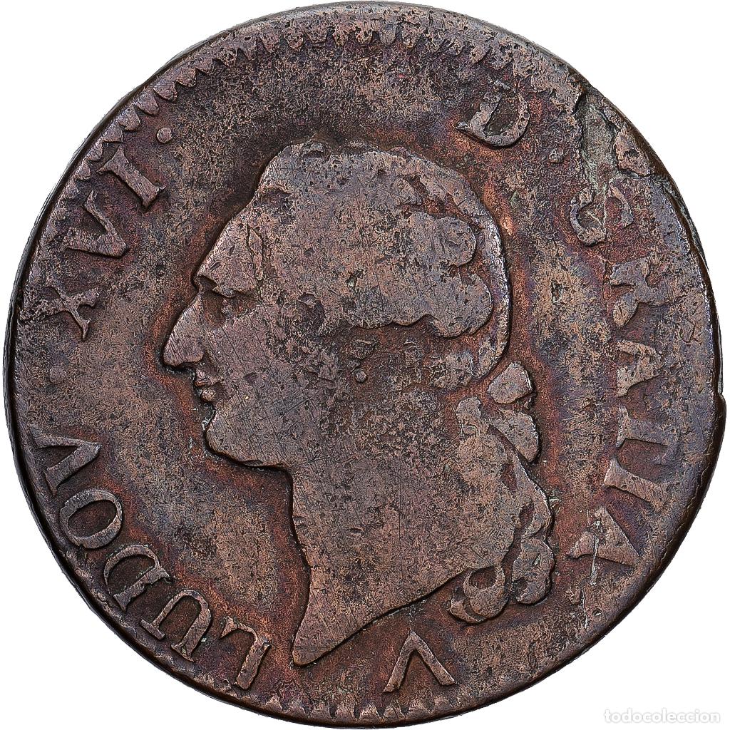 Monedas antiguas de Europa: [#1224051] Francia, Louis XVI, Sol, Sol ou sou, 1782, Lille, Cobre, BC+, Gadoury:350