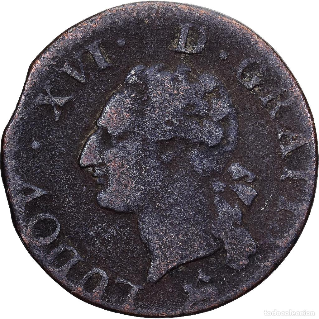 Monedas antiguas de Europa: [#1224045] Francia, Louis XVI, Liard, Liard, 1788, Rouen, Cobre, BC+, Gadoury:348, KM:585.3