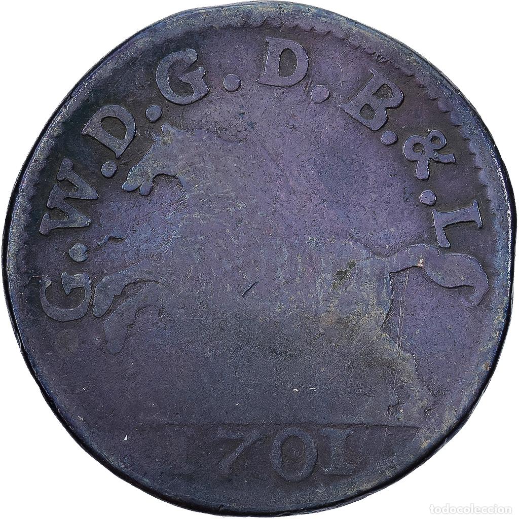 Monedas antiguas de Europa: [#1224060] Estados alemanes, 1 1/2 Pfenning, 1701, Georges-Guillaume, Cobre, BC