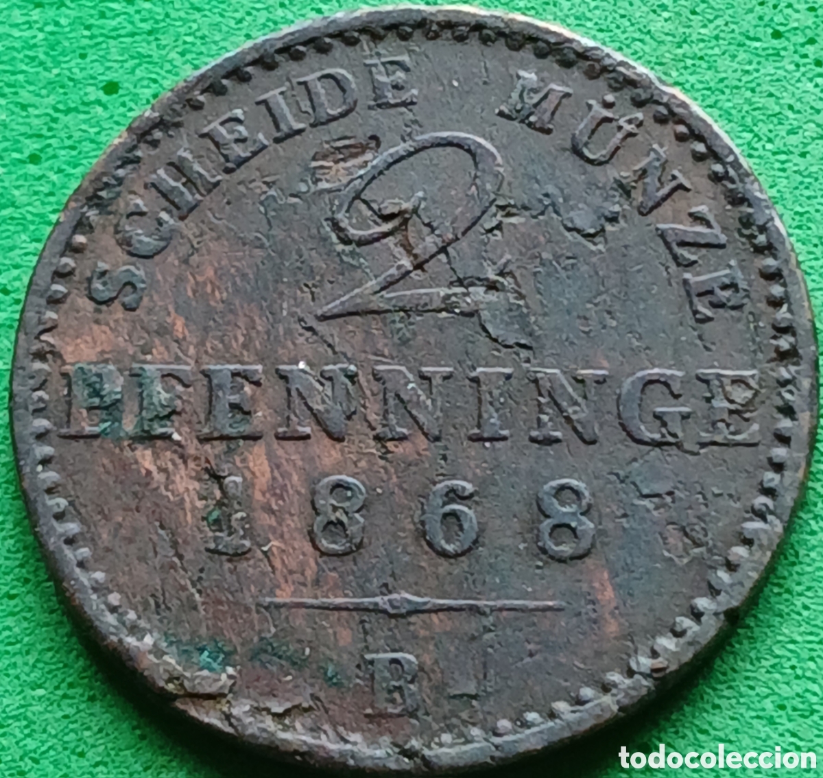 Monedas antiguas de Europa: Prusia - Reino de Prusia 2 pfennig 1868 B km#481