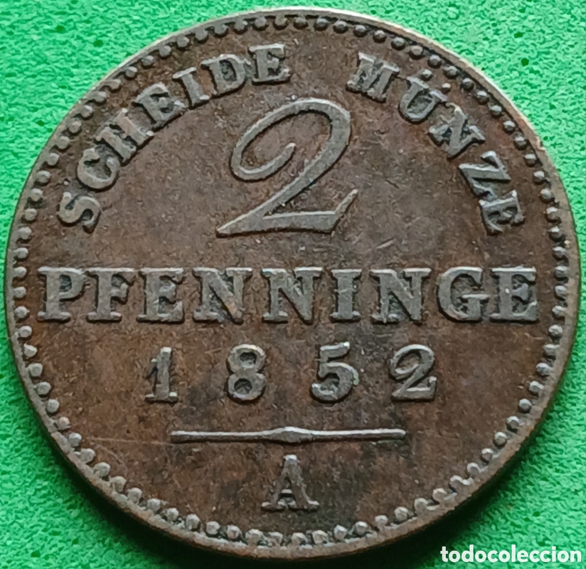 Monedas antiguas de Europa: Prusia - Reino de Prusia 2 pfennig 1852 A km#452