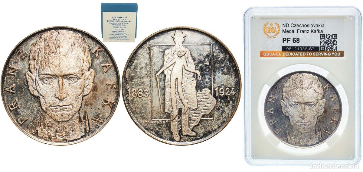 Monedas antiguas de Europa: Czech Republic ND MEDAL - FRANZ KAFKA (With original box and certificate) Silver 29.9g GBCA PF