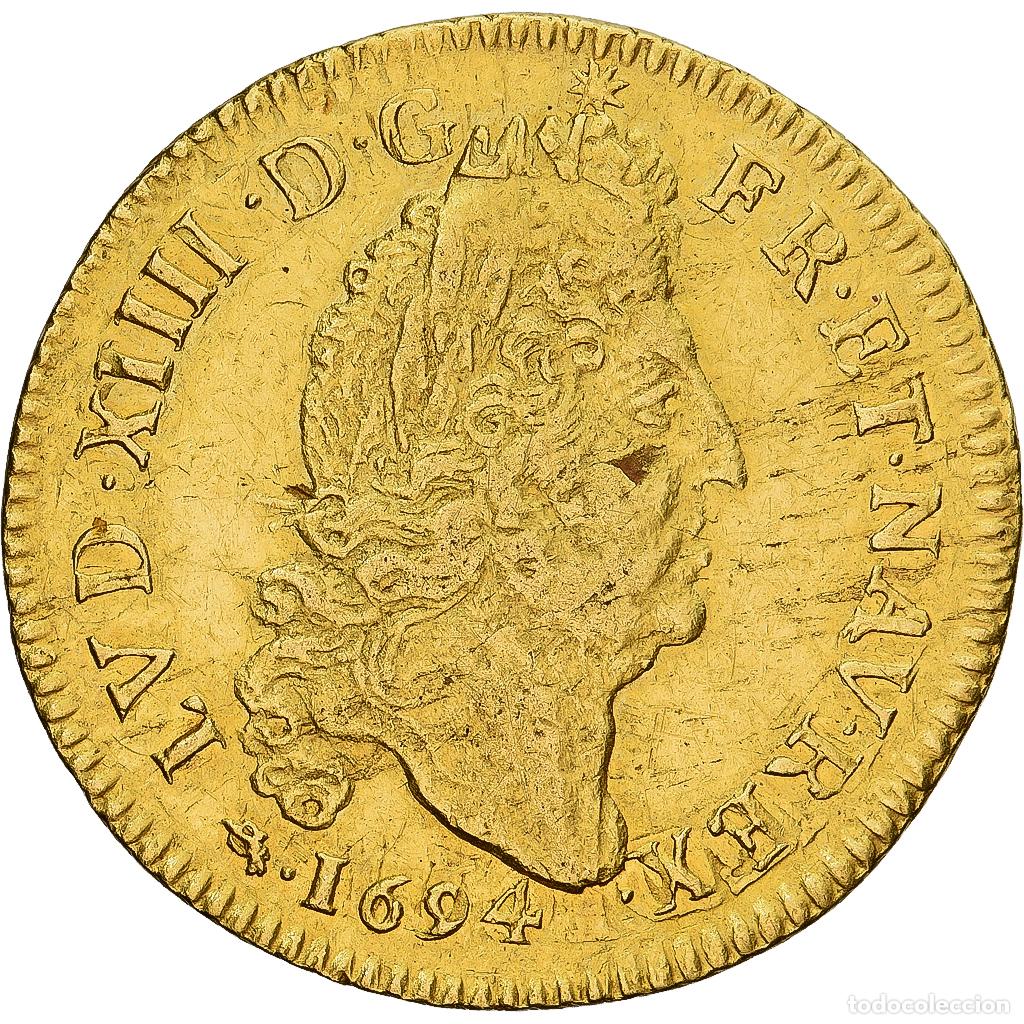 Monedas antiguas de Europa: [#1545931] Francia, Louis XIV, Louis d'or aux 4 L, 1694, Lyon, r&eacute;form&eacute;, Oro, BC+