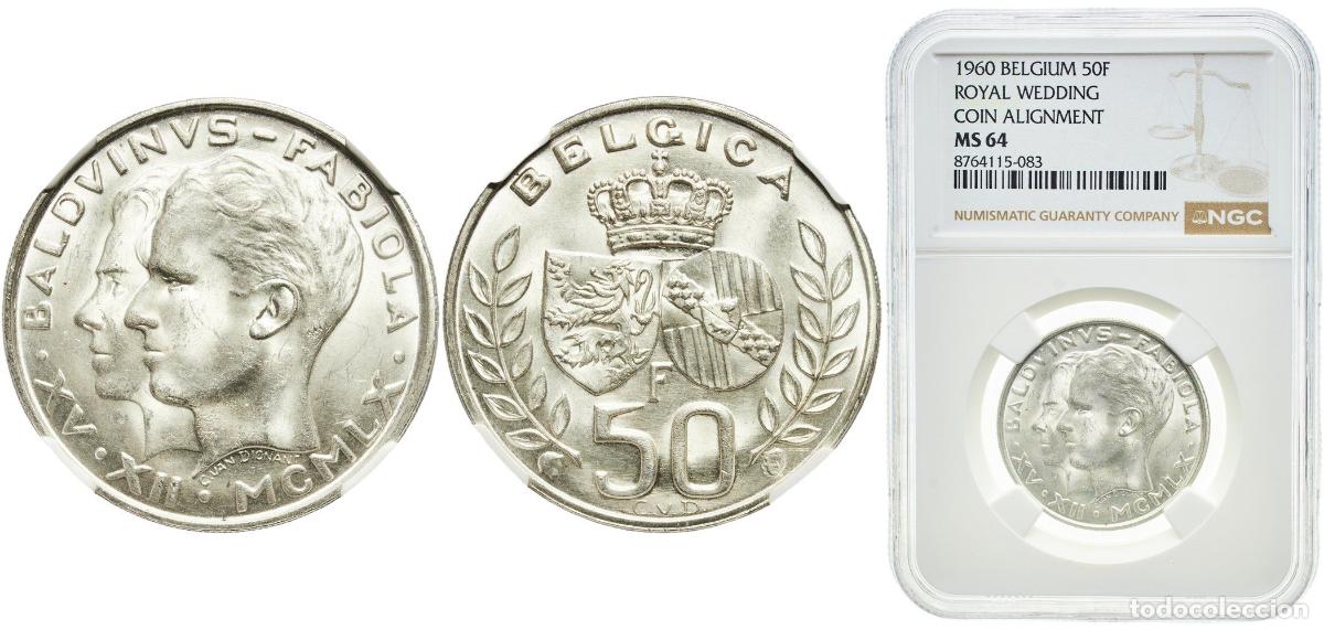 Monedas antiguas de Europa: Belgium Kingdom 1960 50 Francs - Baudouin I (King Baudouin's marriage) Silver (.835) (16.5% copper)