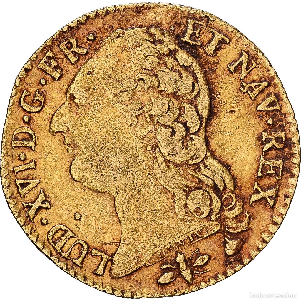 Monedas antiguas de Europa: [#1545781] Francia, Louis XVI, Louis d'or &agrave; la t&ecirc;te nue, 1786, Lyon, Oro, MBC