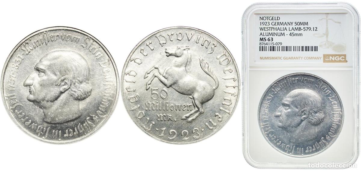 Monedas antiguas de Europa: Germany Prussian province of Westphalia Weimar Republic 1923 50 Millionen Mark - Westfalen (Freiher