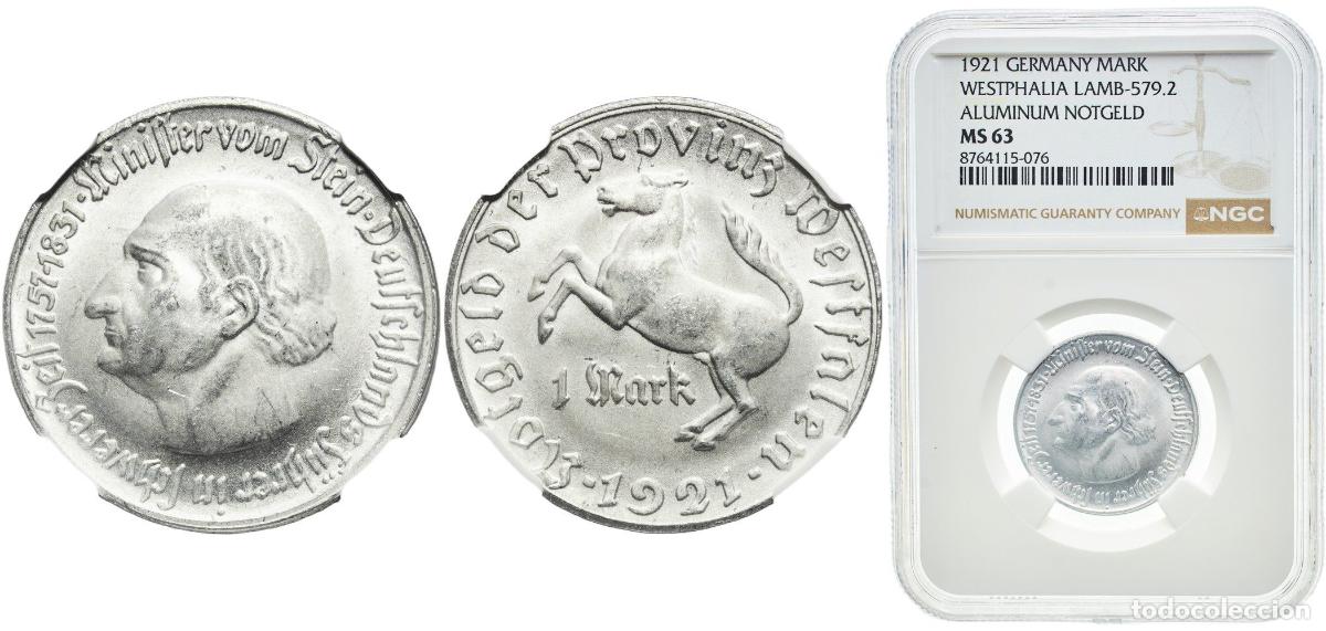 Monedas antiguas de Europa: Germany Prussian province of Westphalia Weimar Republic 1921 1 Mark - Westfalen (Freiherr vom Stein