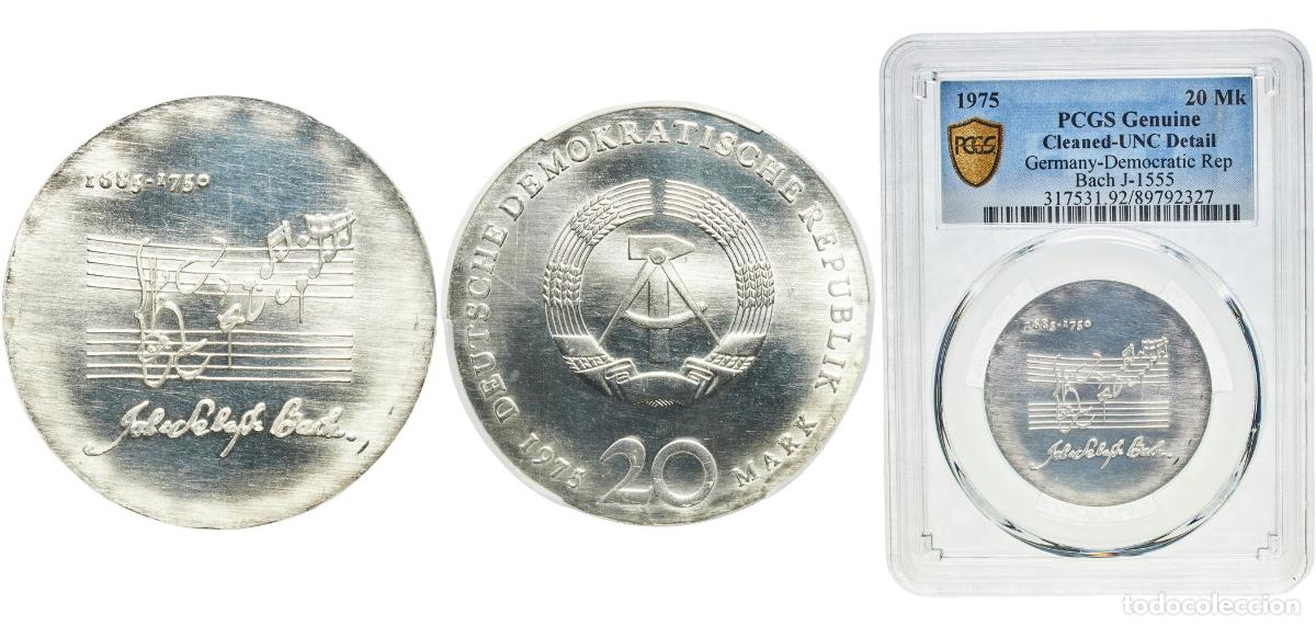 Monedas antiguas de Europa: Germany German Democratic Republic Democratic republic 1975 A 20 Mark (Johann Sebastian Bach) Silve