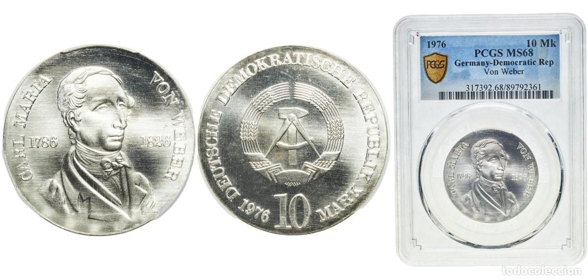 Monedas antiguas de Europa: Germany German Democratic Republic Democratic republic 1976 A 10 Mark (Carl Maria von Weber) Silver