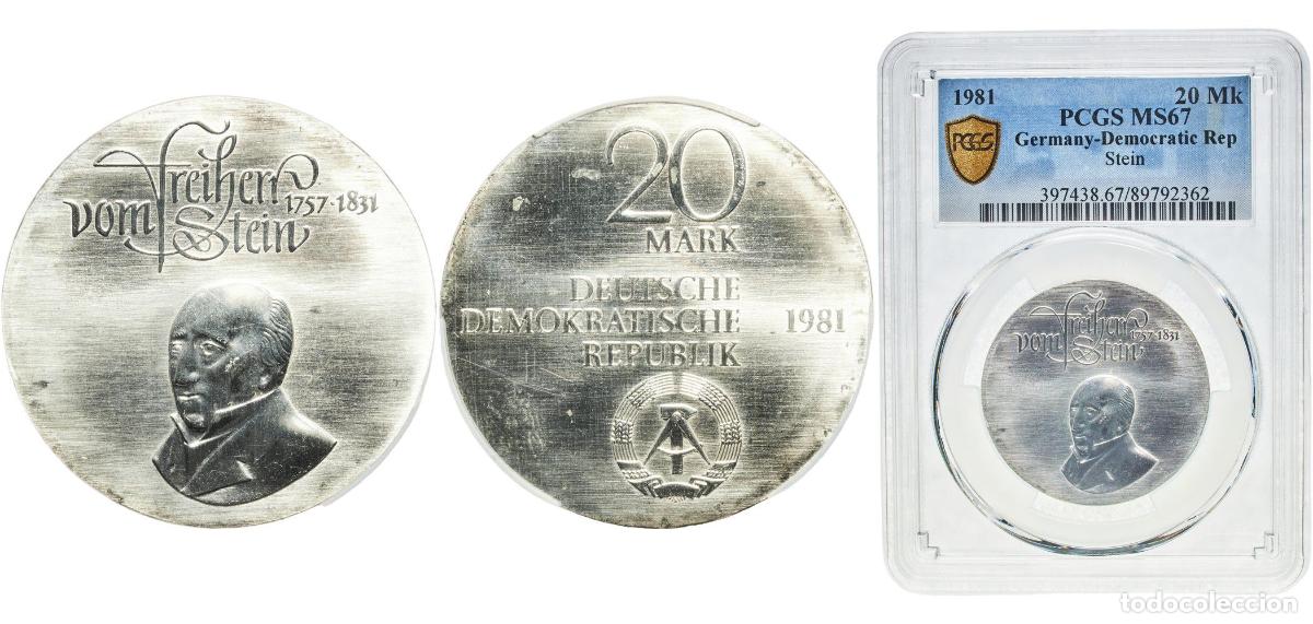 Monedas antiguas de Europa: Germany German Democratic Republic Democratic republic 1981 A 20 Mark (Carl Freiherr vom Stein) Sil