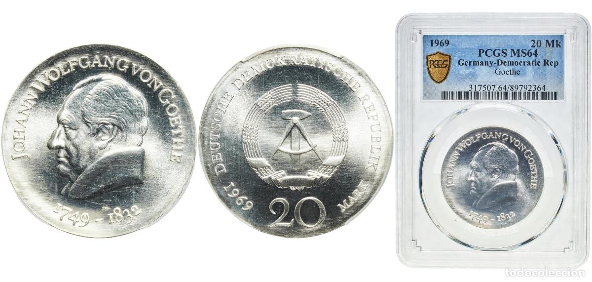 Monedas antiguas de Europa: Germany German Democratic Republic Democratic republic 1969 A 20 Mark (Johann Wolfgang von Goethe)