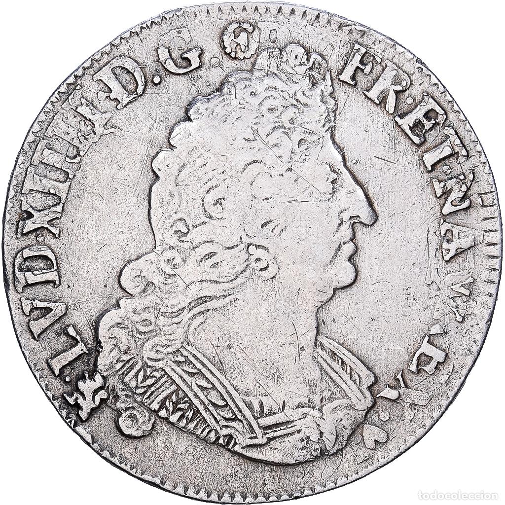 Monedas antiguas de Europa: [#1545785] Francia, Louis XIV, 1/2 Ecu aux palmes, 1694, Rennes, r&eacute;form&eacute;, Plata, MBC