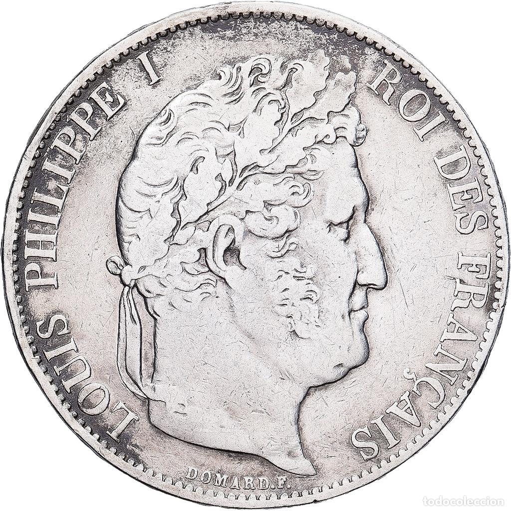 Moedas antigas da Europa: [#1552010] Francia, Louis Philippe I, 5 Francs, 1844, Lille, Plata, BC+, Gadoury:678a