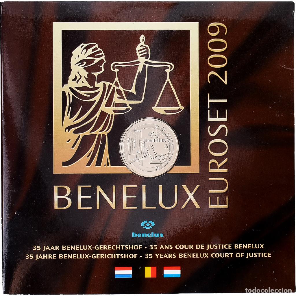 Moedas antigas da Europa: [#1545988] Benelux, 3x 1 ct. - 2&euro; + Token, 35 Years Benelux Court of Justice, S&eacute;rie BU