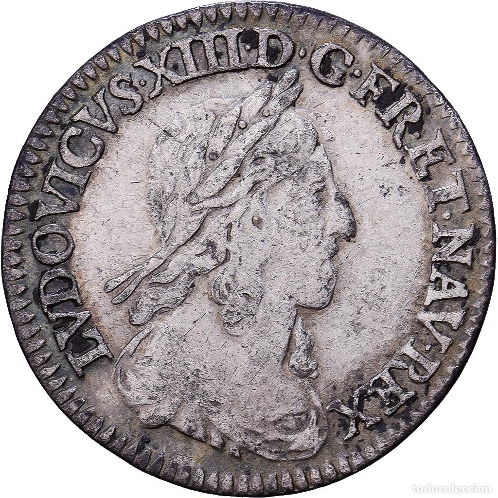 Monete antiche di Europa: [#1545777] Francia, Louis XIII, 1/12 Ecu, 2&egrave;me poin&ccedil;on de Warin, 1643, Paris, Plata, BC+