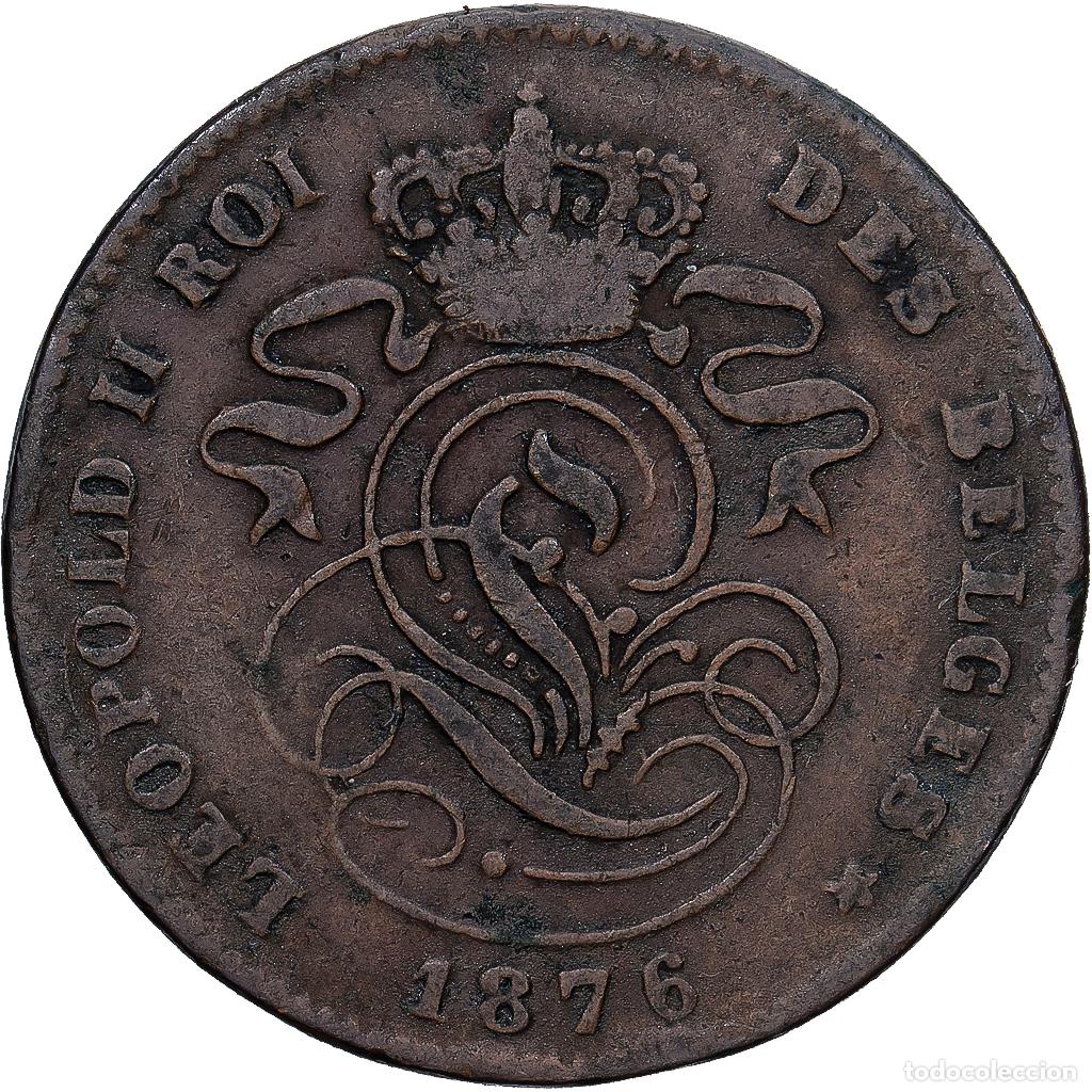 Monete antiche di Europa: [#1224085] B&eacute;lgica, Leopold II, 2 Centimes, 1876, Cobre, BC+, KM:35.1