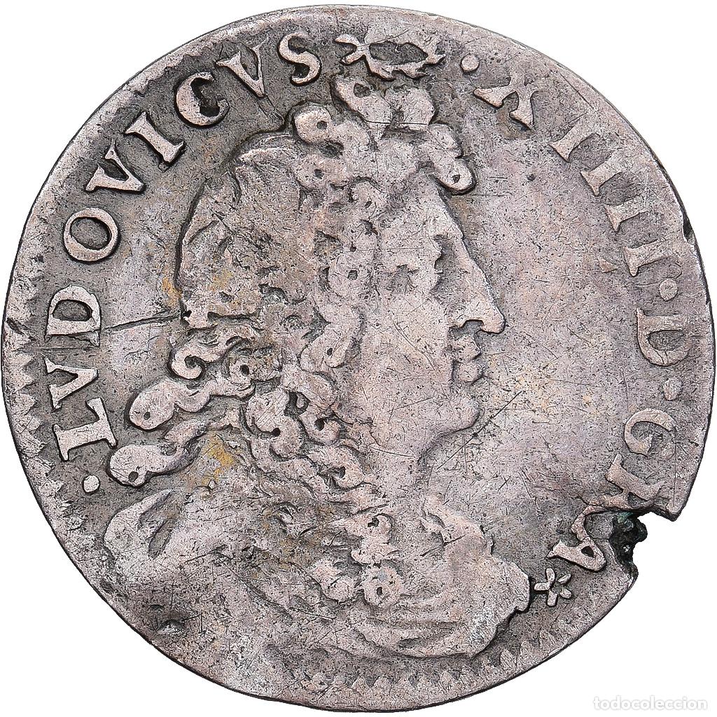Monedas antiguas de Europa: [#1224072] Francia, Louis XIV, 4 Sols des Traitants, 1676, Paris, Plata, BC+, Gadoury:103