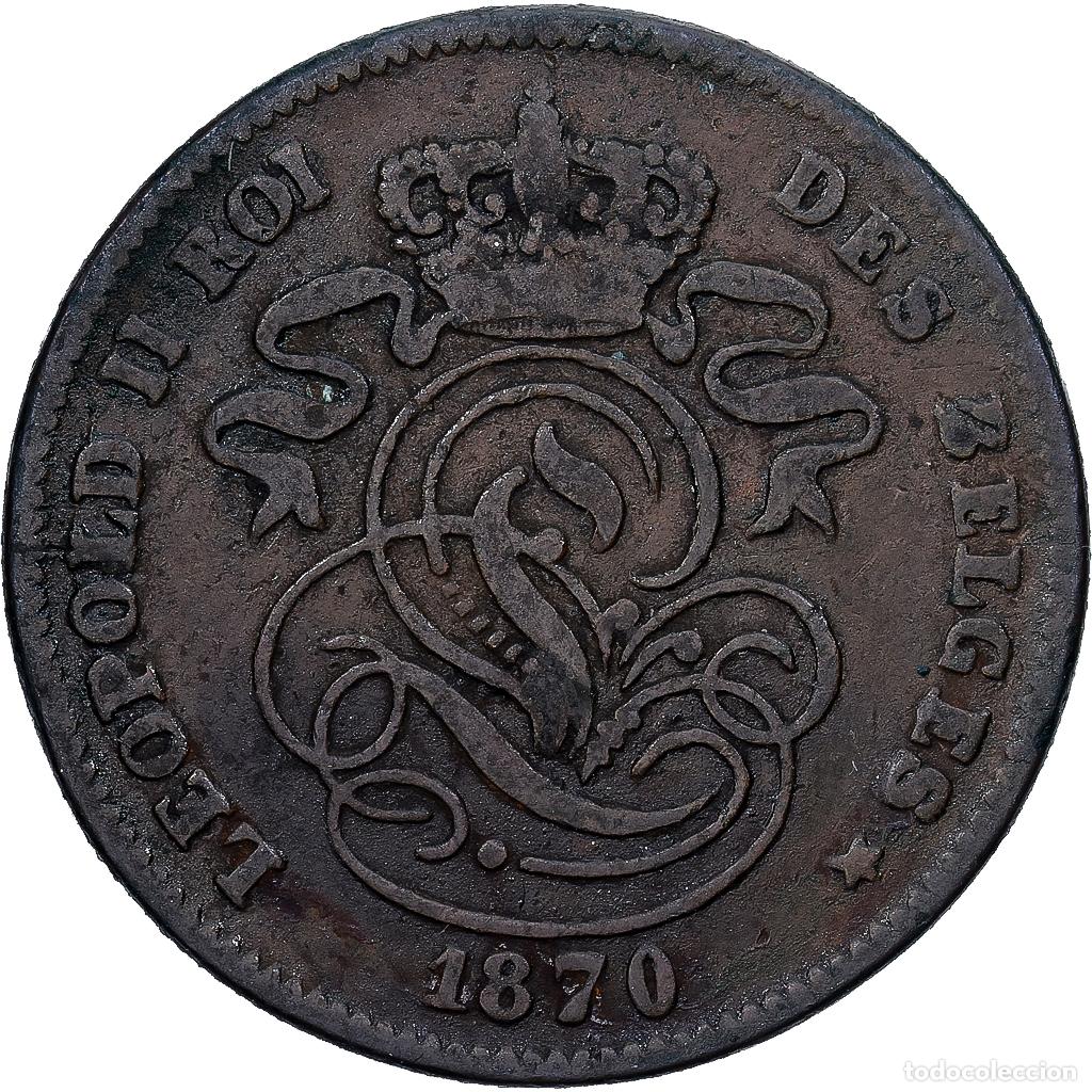 Monedas antiguas de Europa: [#1224093] B&eacute;lgica, Leopold II, 2 Centimes, 1870, Cobre, BC+, KM:35.1