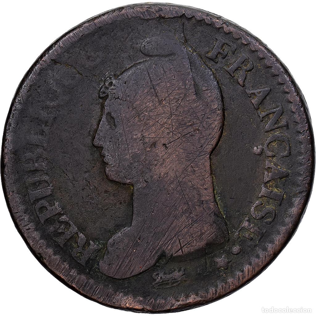 Monedas antiguas de Europa: [#1224102] Francia, Decime, AN 8, Metz, Bronce, BC, Gadoury:187a