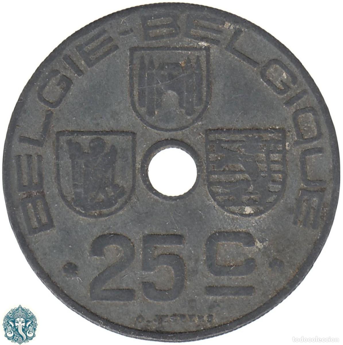 Monedas antiguas de Europa: B&Eacute;LGICA 25 C&eacute;ntimos 1943 leyenda Belgie - Belgique KM#132