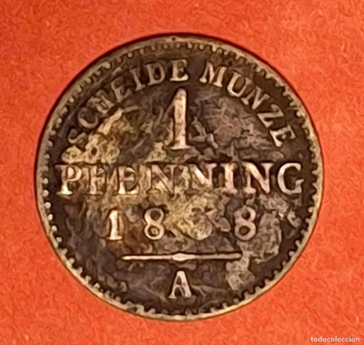 Monedas antiguas de Europa: 1858, Estados Alemanes, 1 Pfenning