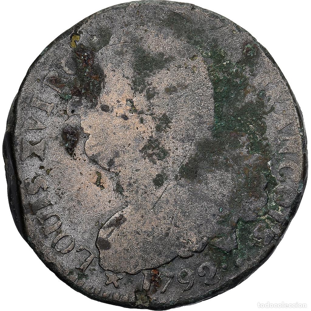 Monedas antiguas de Europa: [#1224032] Francia, Louis XVI, 2 Sols, 1792 / AN 4, Arras, M&eacute;tal de cloche, BC, Gadoury:25