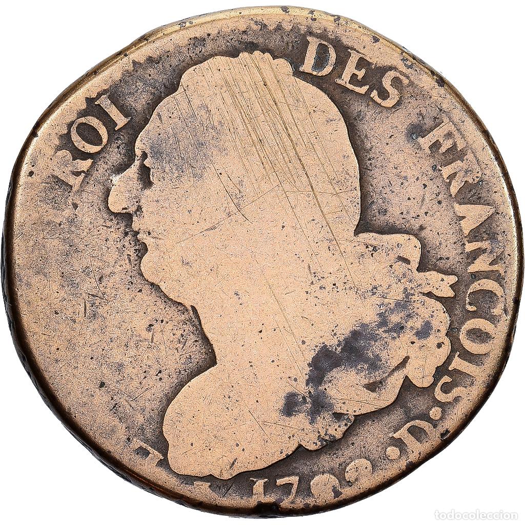 Monedas antiguas de Europa: [#1224034] Francia, Louis XVI, 2 Sols, 1792 / AN 4, Lyon, M&eacute;tal de cloche, BC, Gadoury:25