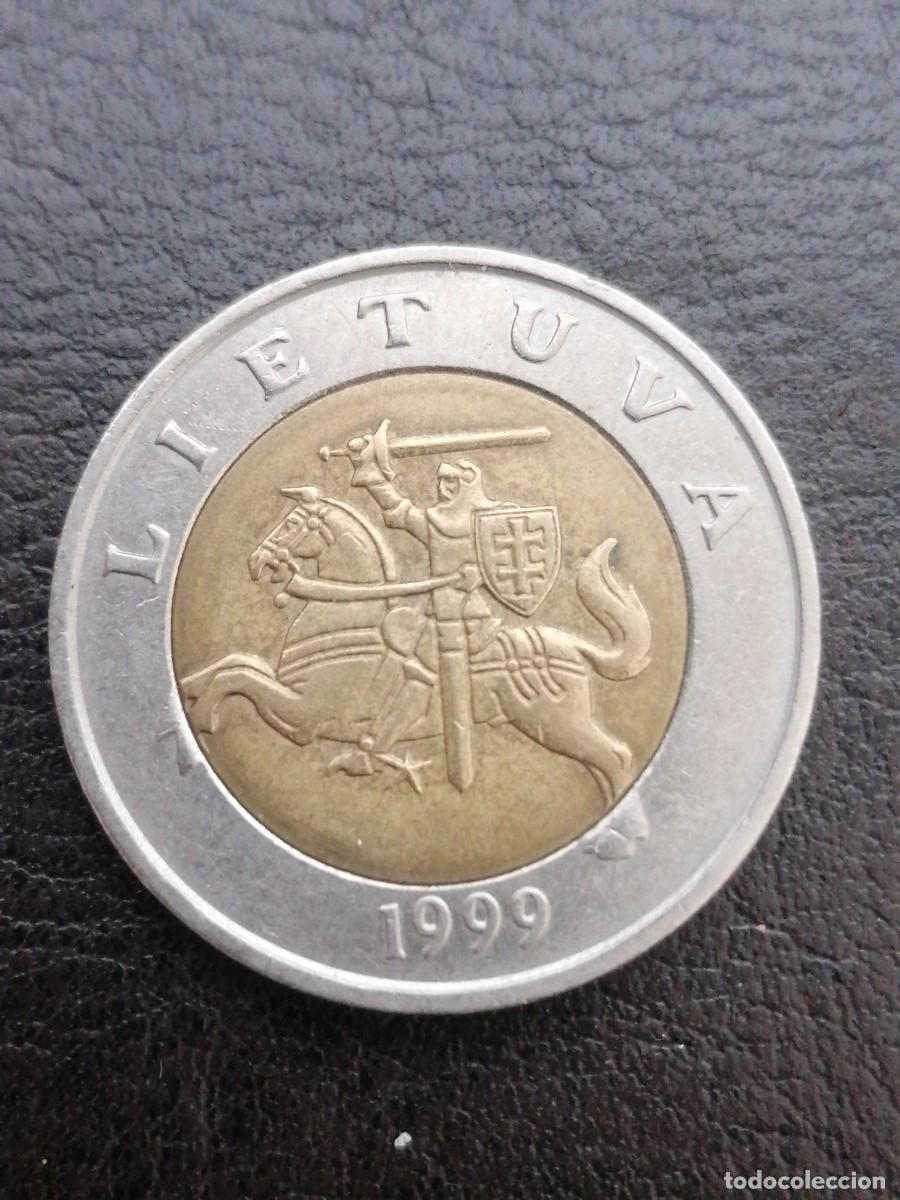 Monedas antiguas de Europa: Moneda lituania 5 Litai Lietuva post union sovietca. Pre euro