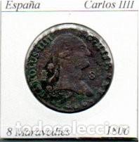 Monedas antiguas de Europa: ESPA&Ntilde;A 1806, 8 MARAVEDIES, SEGOVIA, CARLOS IIII, COBRE