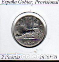 Monedas antiguas de Europa: ESPA&Ntilde;A 1870-70 (1), 2 PESETAS, GOBIERNO PROVISIONAL, AG