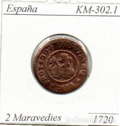 Monedas antiguas de Europa: ESPA&Ntilde;A 1720, 2 MARAVEDIES, BURGOS, KM-302.1