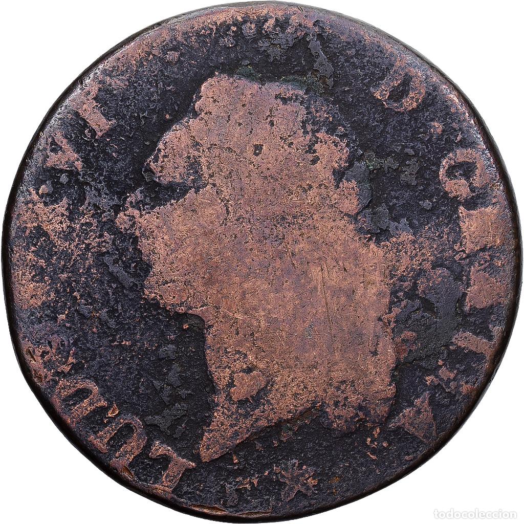 Monedas antiguas de Europa: [#1224109] Francia, Louis XVI, Sol, Sol ou sou, 1786, Lille, Cobre, BC, Gadoury:350