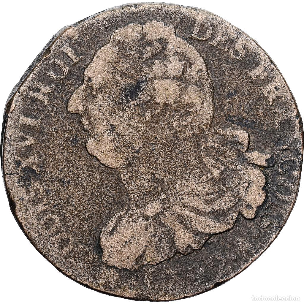 Monedas antiguas de Europa: [#1224112] Francia, Constitution, 2 Sols, 2 sols fran&ccedil;ois, 1792 / AN 4, Paris, Bronce