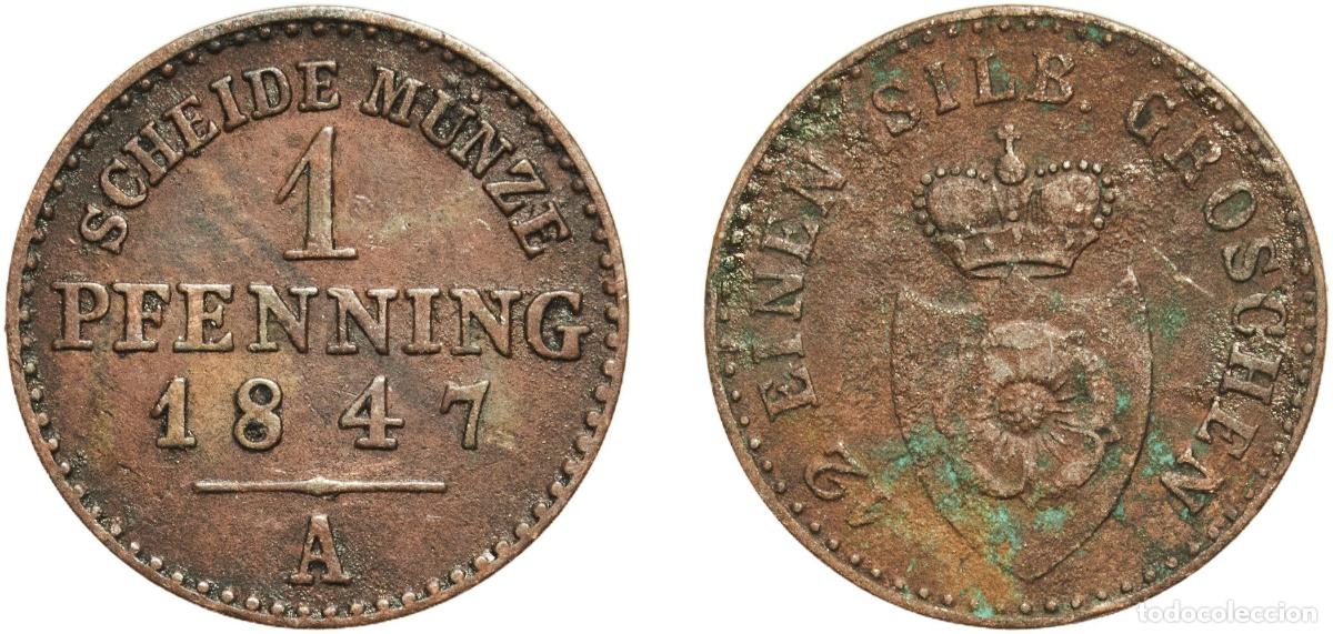 Monedas antiguas de Europa: Germany Principality of Lippe German states 1847 A 1 Pfenning - Paul Alexander Leopold II Copper Be