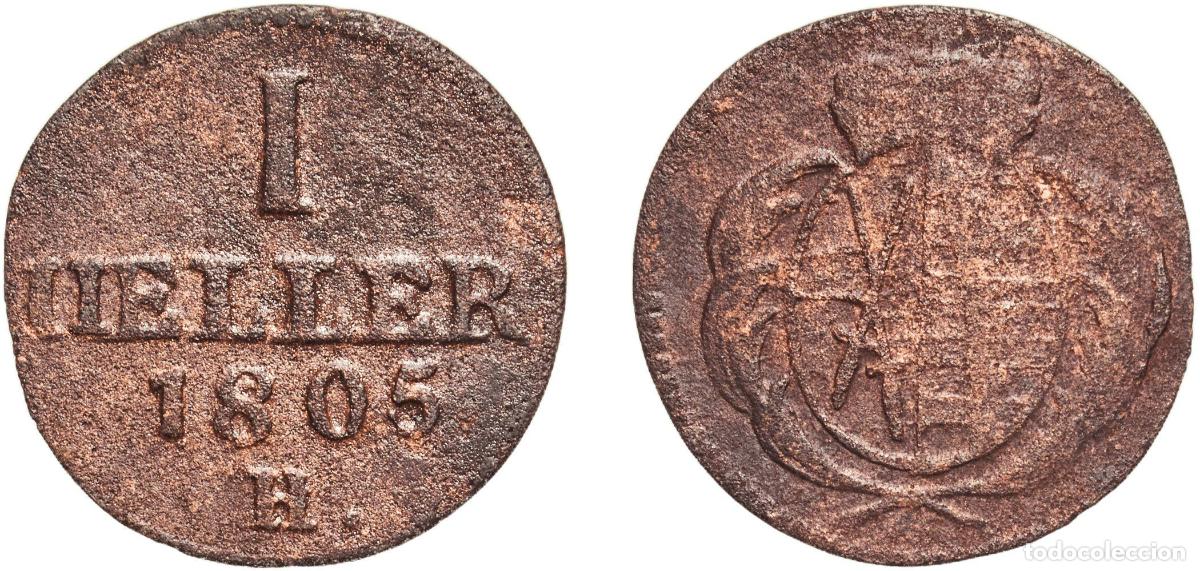 Monedas antiguas de Europa: Germany Electorate of Saxony (Albertinian Line) German states 1805 1 Heller - Frederick August III