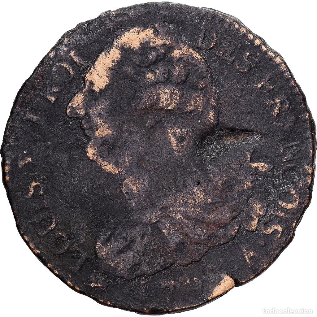 Monedas antiguas de Europa: [#1224104] Francia, Louis XVI, 2 Sols, 1792 / AN 4, Paris, M&eacute;tal de cloche, BC+
