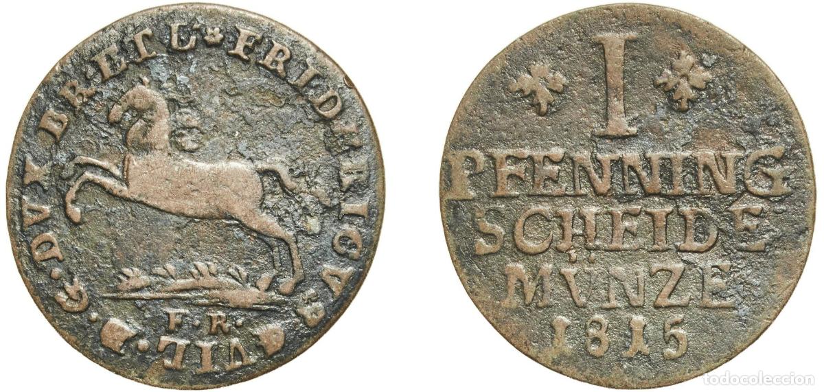 Monedas antiguas de Europa: Germany Principality of Brunswick-Wolfenb&uuml;ttel German states 1815 1 Pfenning - Frederick William Co