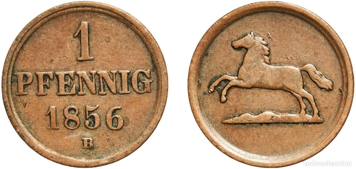 Monedas antiguas de Europa: Germany Duchy of Brunswick German states 1856 1 Pfennig - William Copper Brunswick / Braunschweig M