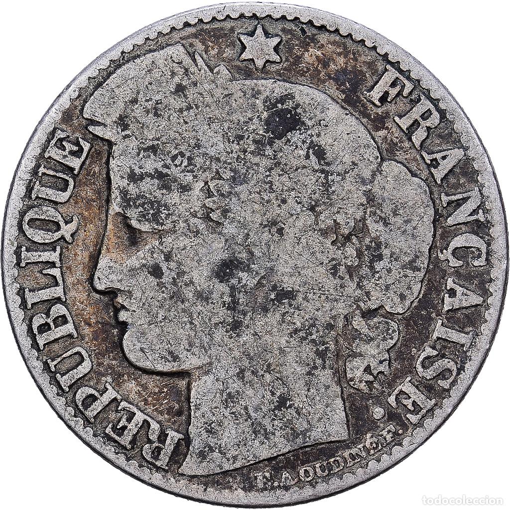 Monedas antiguas de Europa: [#1224165] Francia, 50 Centimes, Paris, C&eacute;r&egrave;s, Plata, BC